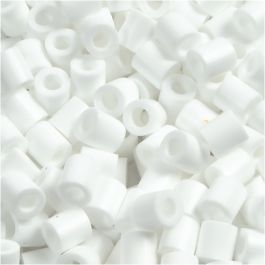 Strijkkralen, afm 5x5 mm, gatgrootte 2,5 mm, medium, wit (32221), 1100 stuk/ 1 doos [HOB-751150]