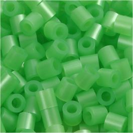 Strijkkralen, afm 5x5 mm, gatgrootte 2,5 mm, medium, groen parelmoer (32240), 1100 stuk/ 1 doos [HOB-751220]