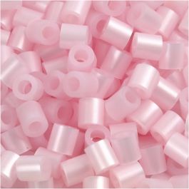 Strijkkralen, afm 5x5 mm, gatgrootte 2,5 mm, medium, roze parelmoer (32259), 1100 stuk/ 1 doos [HOB-751260]