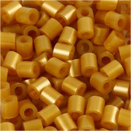Strijkkralen, afm 5x5 mm, gatgrootte 2,5 mm, medium, goud (32263), 1100 stuk/ 1 doos [HOB-751330]
