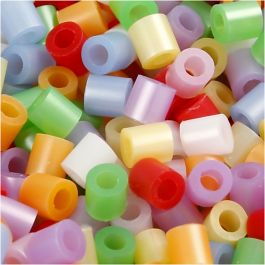 Strijkkralen, afm 5x5 mm, gatgrootte 2,5 mm, medium, parelmoer kleuren, 1100 div/ 1 doos [HOB-75263]