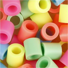 Strijkkralen, afm 10x10 mm, gatgrootte 5,5 mm, JUMBO, pastelkleuren, 3200 div/ 1 doos [HOB-753521]