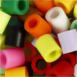 Strijkkralen, afm 10x10 mm, gatgrootte 5,5 mm, JUMBO, extra kleuren, 2450 div/ 1 emmer [HOB-75354]