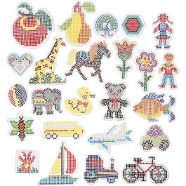 Onderplaat, geometrie, dieren, kinderen/bloemen en transport, afm 7x7,5-14x16 cm, medium, helder, 4x10 doos/ 1 doos [HOB-75591]