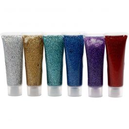 Glitter Gel, diverse kleuren, 6x18 ml/ 1 doos [HOB-76142]
