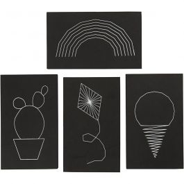 String Art , afm 20x12 cm, dikte 10 mm, zwart, 16 stuk/ 1 doos [HOB-76898]