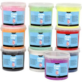 Foam Clay®, diverse kleuren, glitter, 10x560 gr/ 1 doos [HOB-78098]