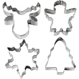 Uitsteekvormen, kerstboom, engel, rendier, sneeuwvlok, H: 8 cm, 4 stuk/ 1 doos [HOB-782886]