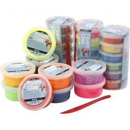 Foam Clay®, glitter, diverse kleuren, 28 Doosje/ 1 doos [HOB-78816]