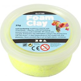 Foam Clay®, glitter, geel, 35 gr/ 1 Doosje [HOB-78864]