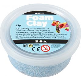 Foam Clay®, glitter, lichtblauw, 35 gr/ 1 Doosje [HOB-78865]