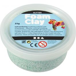 Foam Clay®, glitter, lichtgroen, 35 gr/ 1 Doosje [HOB-78866]