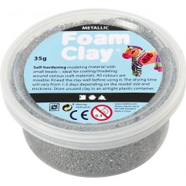 Foam Clay®, metallic, zilver, 35 gr/ 1 Doosje [HOB-78917]