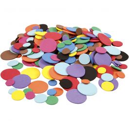EVA Foam cirkels, d 12+20+32 mm, diverse kleuren, 300 div/ 1 doos [HOB-790061]