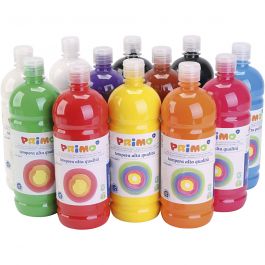 Tempera Verf Mat, matt, diverse kleuren, 12x1000 ml/ 1 doos [HOB-642197]