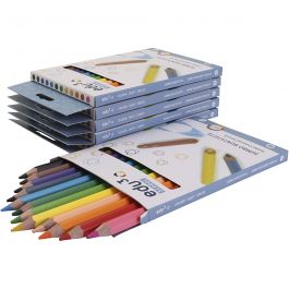 Edu Jumbo Kleurpotloden, dikte 10 mm, vulling 5 mm, diverse kleuren, 6x12 stuk/ 1 doos [HOB-409825]