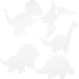 Dinosaurussen, H: 15-22 cm, B: 24-25 cm, 230 gr, wit, 16 stuk/ 1 doos [HOB-95205]