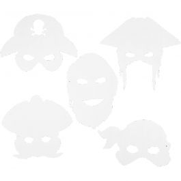 Piratenmaskers, H: 16-26 cm, B: 17,5-26,5 cm, 230 gr, wit, 16 stuk/ 1 doos [HOB-95212]