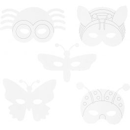 Insectenmaskers, H: 14-17 cm, B: 19,5-23 cm, 230 gr, wit, 16 stuk/ 1 doos [HOB-95215]