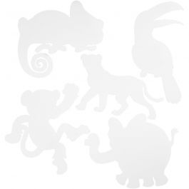 Jungledieren, H: 14-25 cm, B: 12-23 cm, 230 gr, wit, 16 stuk/ 1 doos [HOB-95218]