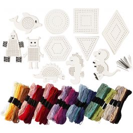 Groepsset Figuren met borduurgaren, afm 8-17 cm, diverse kleuren, 1 set [HOB-97074]