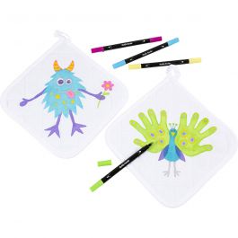 Groepsset Pannenlappen met stiften, zwart, wit, 1 set [HOB-97419]