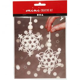 Creative mini kit, macramé sneeuwvlok, H: 10 cm, 1 doos [HOB-977409]