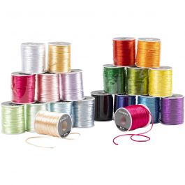Satijnkoord, dikte 2 mm, pastelkleuren, sterke kleuren, 20x50 m/ 1 doos [HOB-980823]