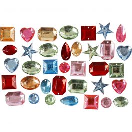 Strasstenen, afm 10-17 mm, diverse kleuren, 15 gr/ 1 doos [HOB-992271]