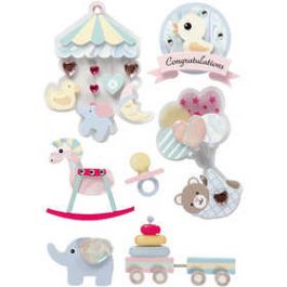 3D stickers, baby, H: 25-70 mm, B: 20-55 mm, dikte 7 mm, 12 stuk/ 1 doos [HOB27095]