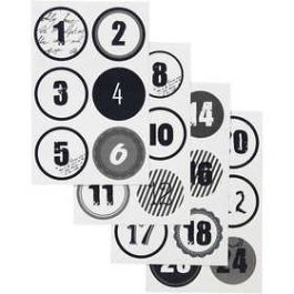 Kerstkalender cijfer stickers, d: 4 cm, 9x14 cm, 4 div vellen/ 1 doos [HOB28525]