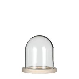 Glazen koepel met houten basisvoet Ø 12 cm en 13 cm hoog (1 st) [IFS-29422]