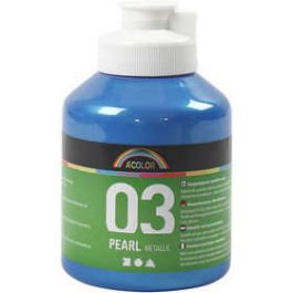 A-Color acrylverf, blauw, afm 03, metallic, 500 ml/ 1 fles [HOB32208]