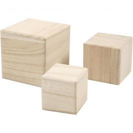 Kubussen, afm 5+6+8 cm, 3 stuk/ 1 doos [HOB59228]