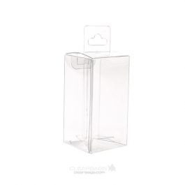 Plastic Doosjes 4,3x4,3x8,6cm Kristalhelder met Hanger in het midden (25 stuks) [CHFB323]