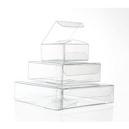Plastic Doosjes 10,2x10,2x2,5cm Kristalhelder (50 stuks) [VB301]