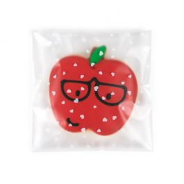 Frosted Plastic Zakken 12,7x12,7 cm Met Hartjes Bedrukking en Plakstrip (100 Stuks) [B55FH]