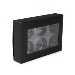 Kraft Dozen Zwart Voor Handgemaakt Snoep, Ronde insert 7x2.1x10.3cm (25 stuks) [CNDYR274B]