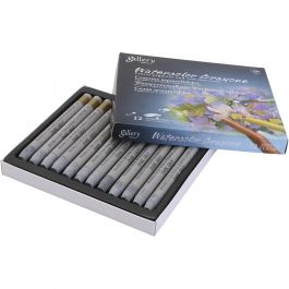 Aquarelkrijt, grijs, 12 stuk/ 1 doos [HOB-427382]