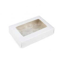 Kraft Dozen Wit Voor Handgemaakt Snoep, Ronde insert 7x2.1x10.3cm (25 stuks) [CNDYR274W]