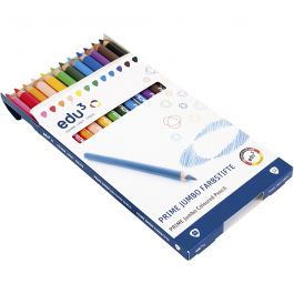 Edu Jumbo Kleurpotlood, dikte 10 mm, vulling 6,25 mm, diverse kleuren, 12 stuk/ 1 doos [HOB-409212]