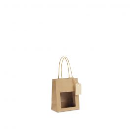 Cadeautasjes met venster en tag 11,5+6,4x14,5cm Kraft (100 stuks) [FP-DPT097]