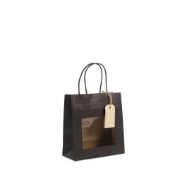 Cadeautasjes met venster en tag 18+8x19cm Zwart (100 stuks) [FP-DPT101]