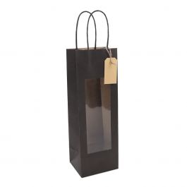 Cadeautasjes met venster en tag 12+10x35cm Zwart (100 stuks) [FP-DPT122]