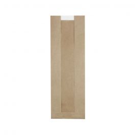 Papieren Zakken met Venster Bruin 14+7x40 cm (500 stuks) [GB-DRE02143]
