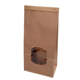 Kraft Zakken Bruin met Venster 11,5x7x24,5 cm Hersluitbaar (400 stuks) [GB-DRE02740]