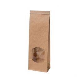 Milieuvriendelijke Kraft Zakken Bruin met Venster 8,8x4,7x26 cm Hersluitbaar (500 stuks) [GB-DRE02760]