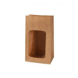 Milieuvriendelijk Kraft Zakken met Venster Bruin 9,5x5,5x18 cm (500 stuks) [GB-DRE03941]