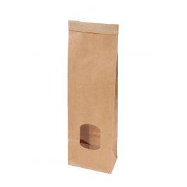 Kraft Zakken met Venster Bruin 7,5x4,5x24 cm Hersluitbaar (500 stuks) [GB-DRE03990]