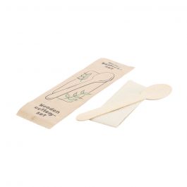 Besteksets lepel en servet Hout met bio-coating 16 cm (500 stuks) [GB-DSE06293]